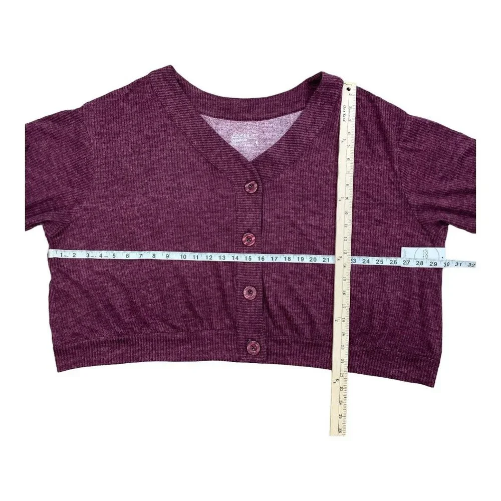 Jockey Lounge Sweater Sz 3X Ribbed Microfiber‎ Stretch Button Up Maroon L/S NWT
